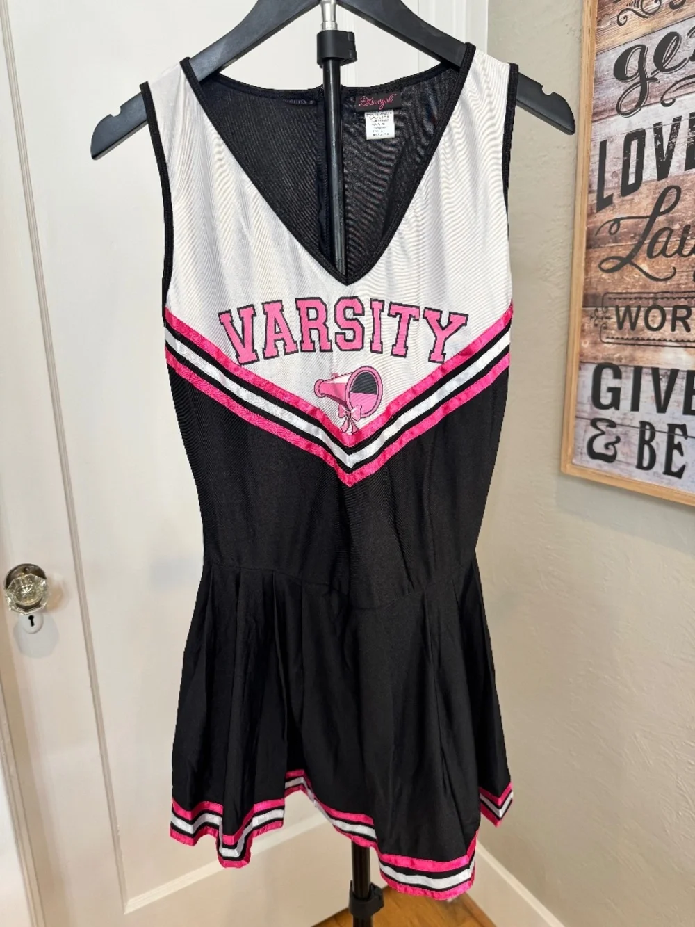 NWT Dreamgirl Varsity Cheerleader Costume Black Pink 5-Pc Set - Size Small